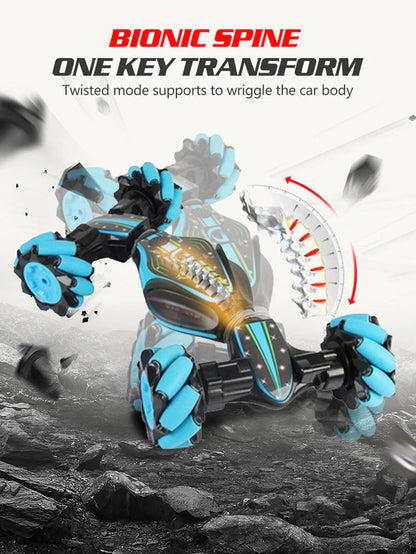 Global Funhood GW124 RC Stunt Car with twist transform feature in action