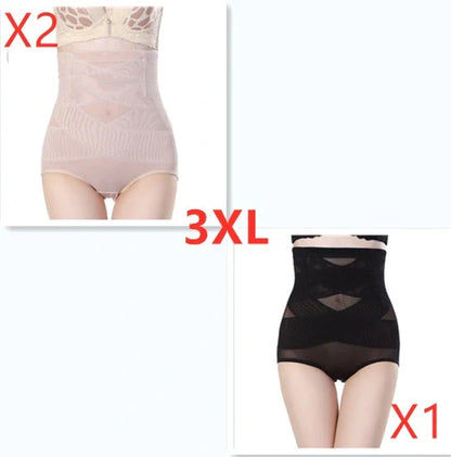 Women's high waist postpartum belly shaping pants in black and beige for comfort and support.