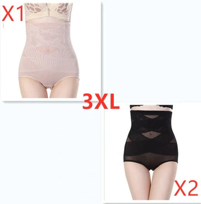 Women's high waist postpartum belly shaping pants in black and beige for comfort and support.
