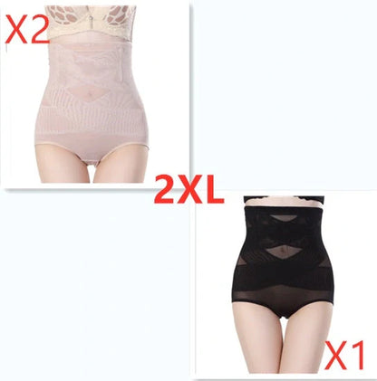 Women's high waist postpartum belly shaping pants in black and beige for comfort and support.