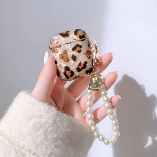 Shell yellow leopard print TPU protective case for Apple AirPods Pro with flip open design