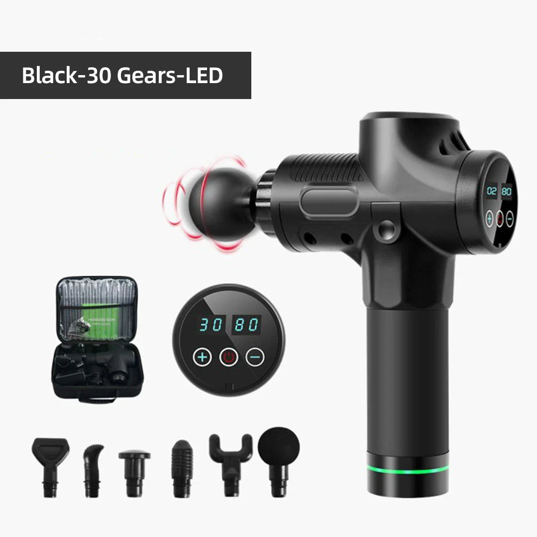 Powerful Percussion Massage Gun with Adjustable Settings and Interchangeable Massage Heads