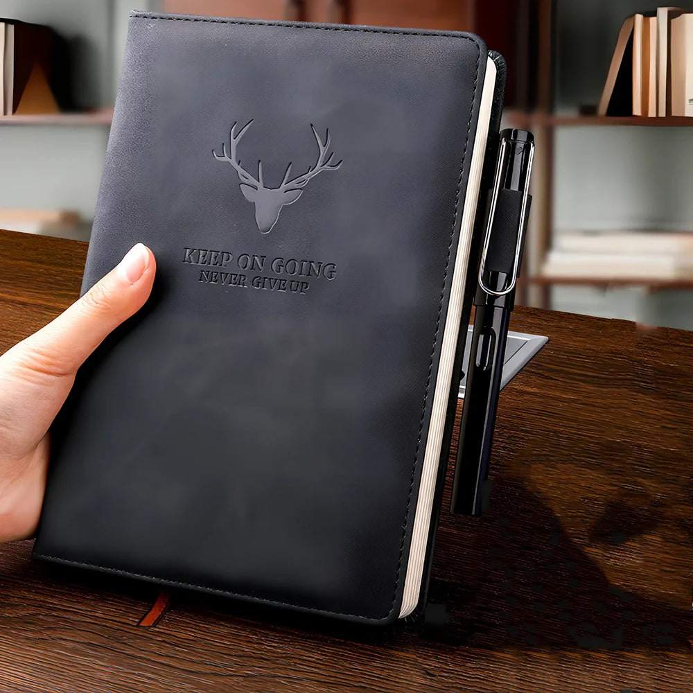 A5 and B5 notebooks with imitation leather covers in multiple colours showing 80g paper thickness