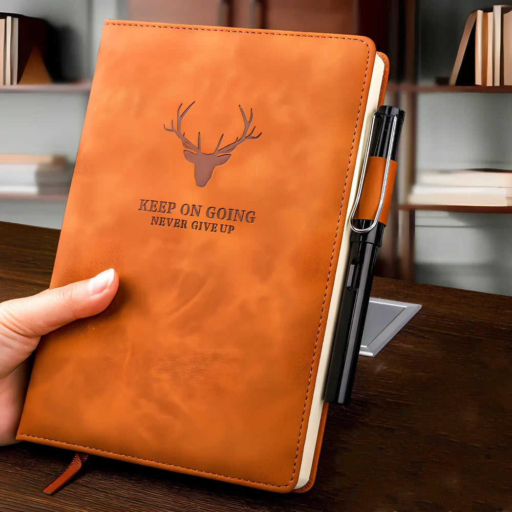 A5 and B5 notebooks with imitation leather covers in multiple colours showing 80g paper thickness