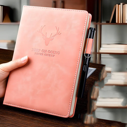 A5 and B5 notebooks with imitation leather covers in multiple colours showing 80g paper thickness