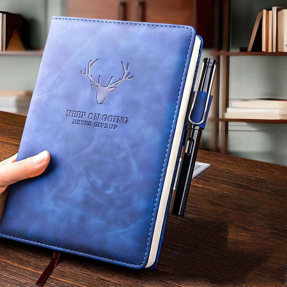 A5 and B5 notebooks with imitation leather covers in multiple colours showing 80g paper thickness