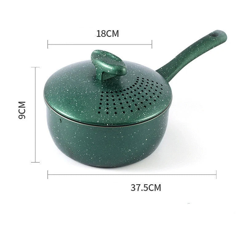 Household milk pot with medical stone non-stick coating in light green, dark green, and pink