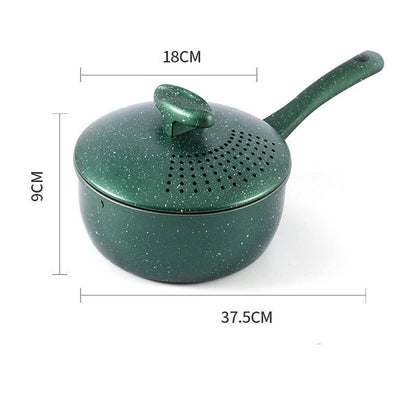 Household milk pot with medical stone non-stick coating in light green, dark green, and pink