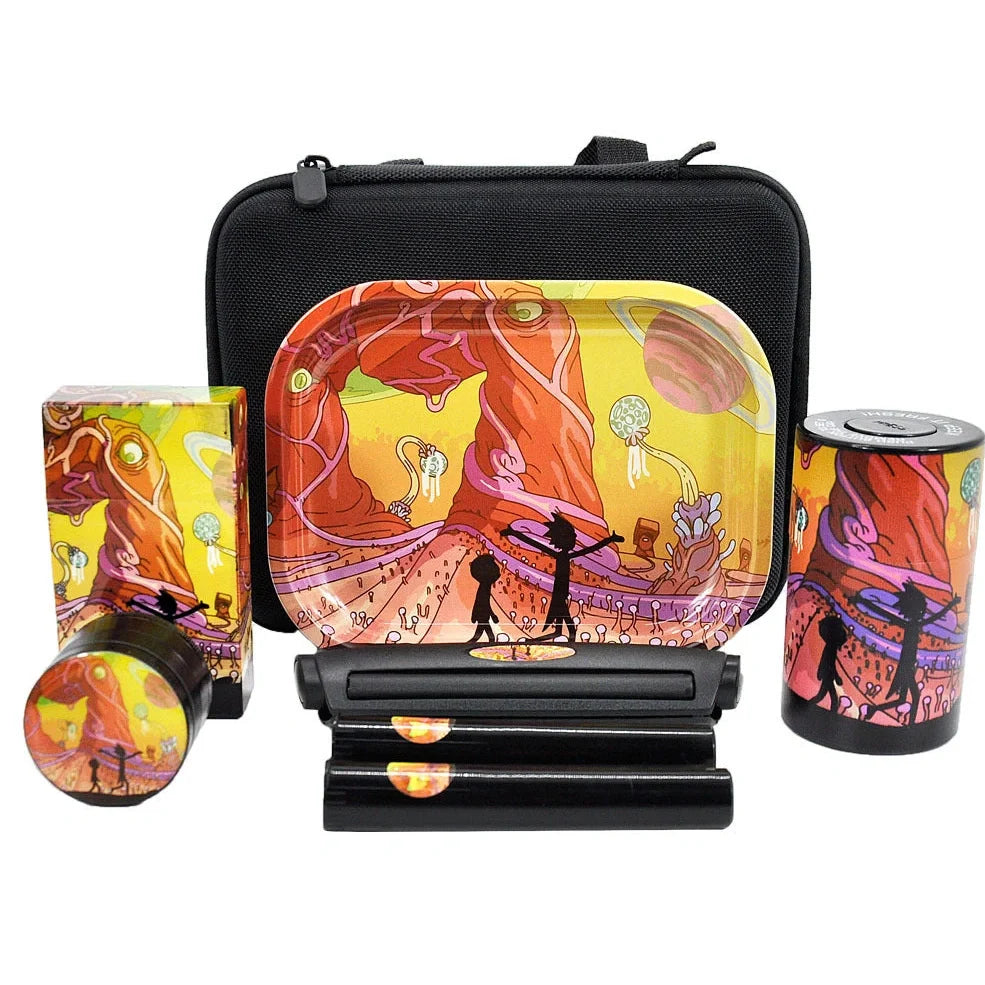 Multi-functional smoking set with windproof tray, grinder, storage tank, power bank and currency detector lamp