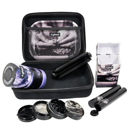 Multi-functional smoking set with windproof tray, grinder, storage tank, power bank and currency detector lamp