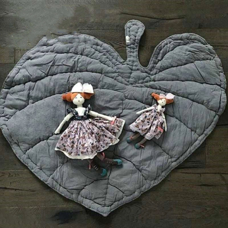 Cotton Tree Leaf Baby Crawling Mat in green and grey, 95*85cm