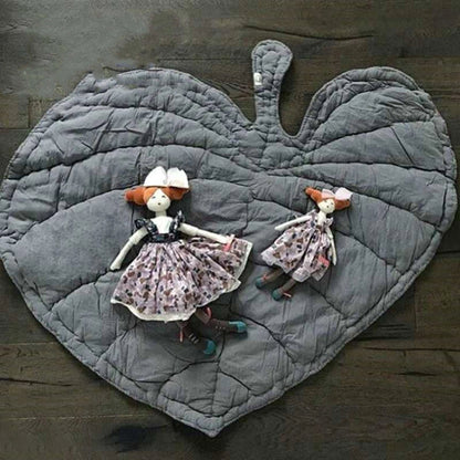 Cotton Tree Leaf Baby Crawling Mat in green and grey, 95*85cm