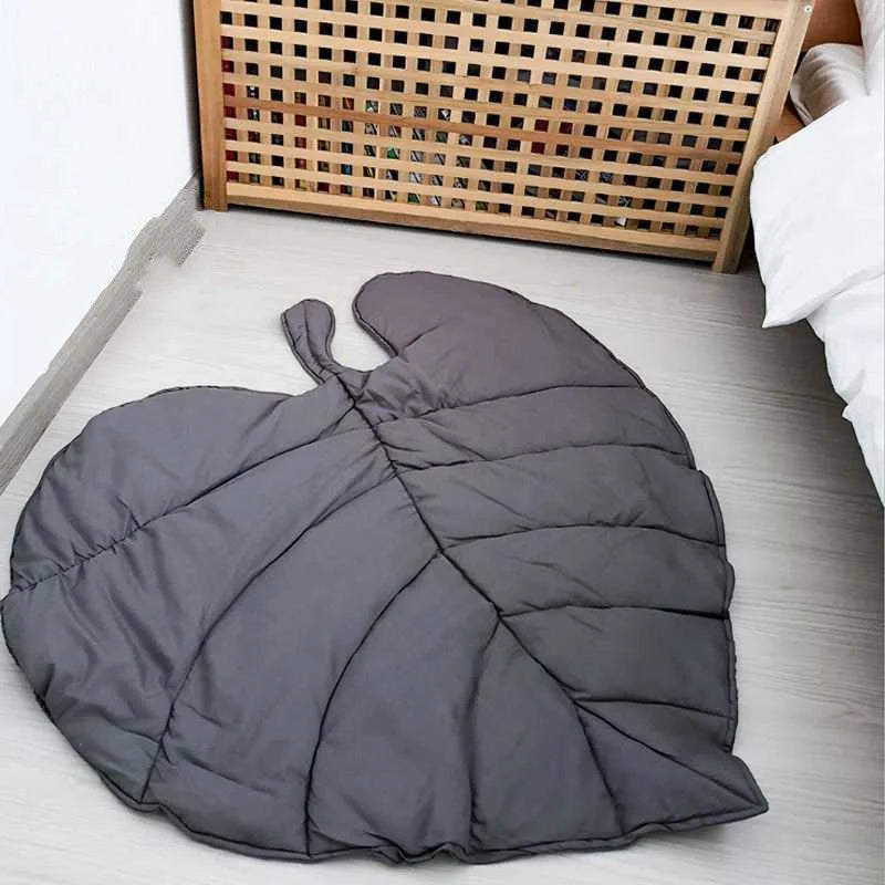 Cotton Tree Leaf Baby Crawling Mat in green and grey, 95*85cm