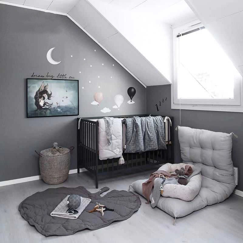 Cotton Tree Leaf Baby Crawling Mat in green and grey, 95*85cm