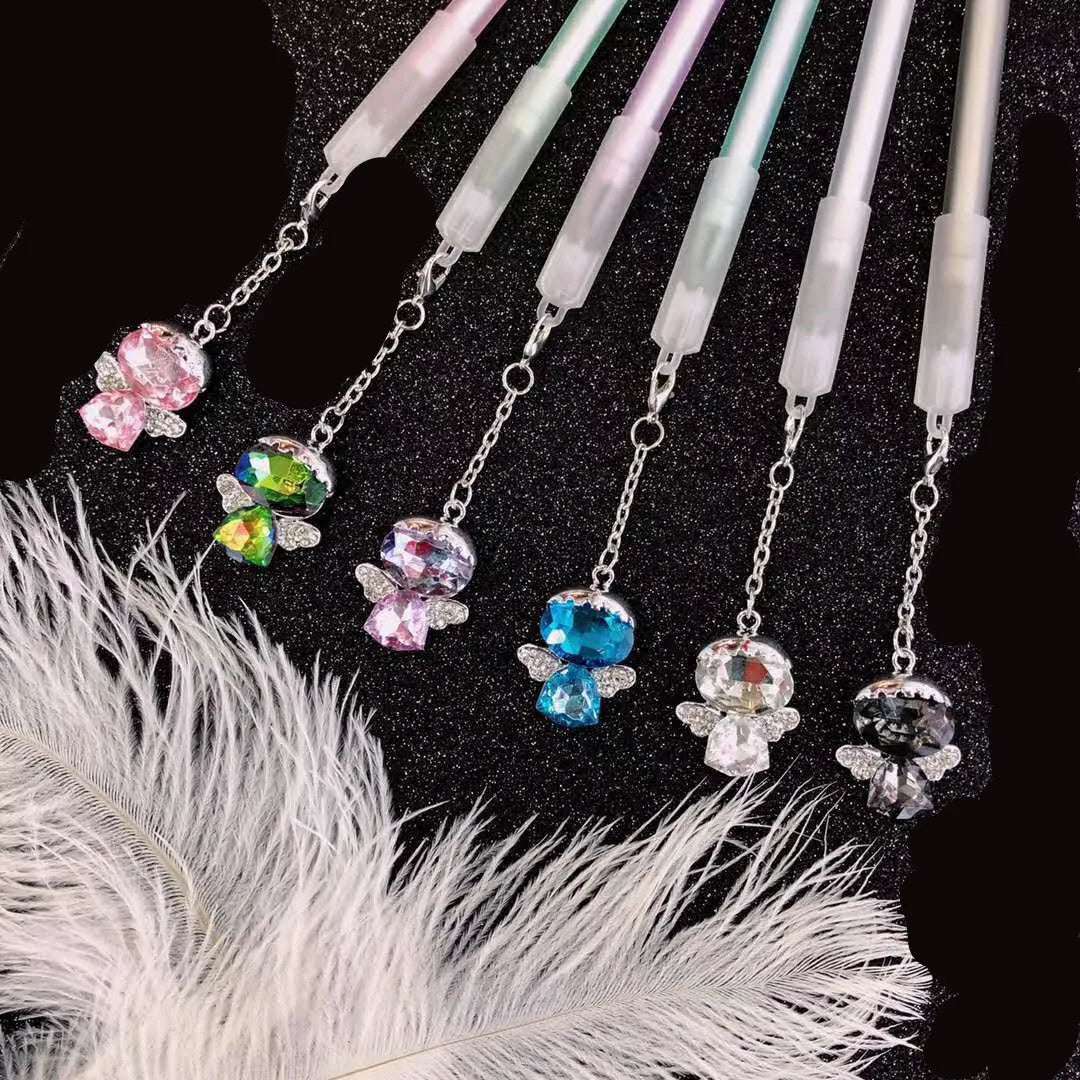 Little Angel Girl Water Pendant Gel Pen showing 15cm plastic body and decorative pendant.