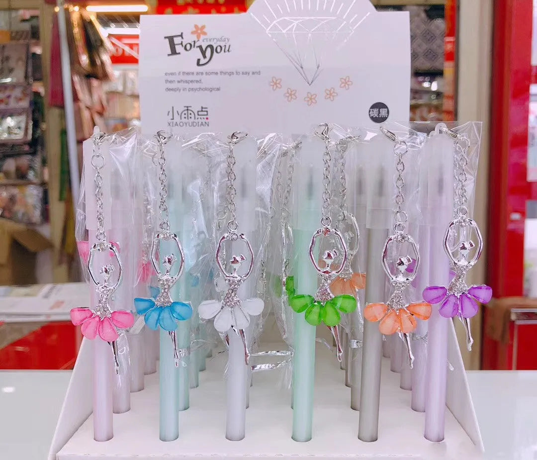 Little Angel Girl Water Pendant Gel Pen showing 15cm plastic body and decorative pendant.