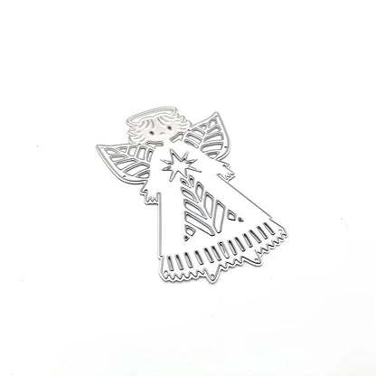 White carbon steel angel knife mould for card embossing, measuring 8cm by 6cm.