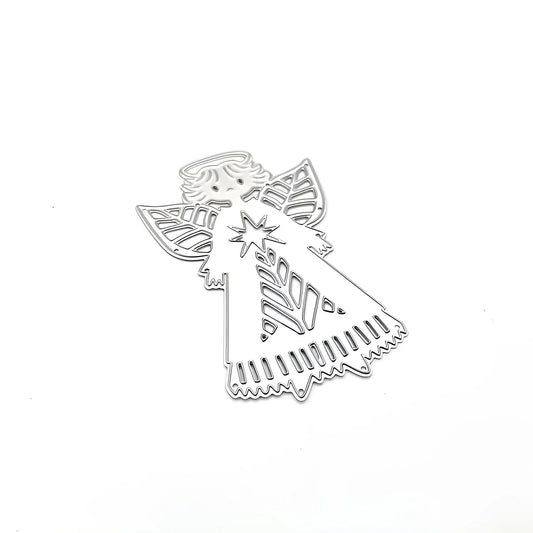 White carbon steel angel knife mould for card embossing, measuring 8cm by 6cm.