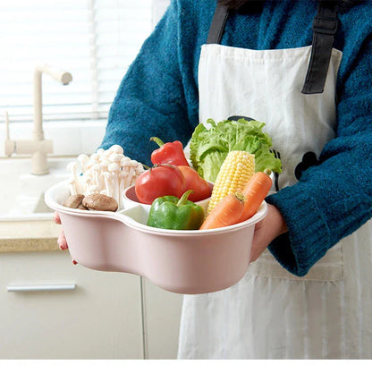 Versatile multifunctional plastic fruit and vegetable organizer basket with detachable compartments, anti-skid base, and space-saving design for kitchen, refrigerator, and home storage and organization.