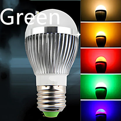 LED light bulb with polycarbonate shade, 60mm diameter, available in blue green red warm or white colours