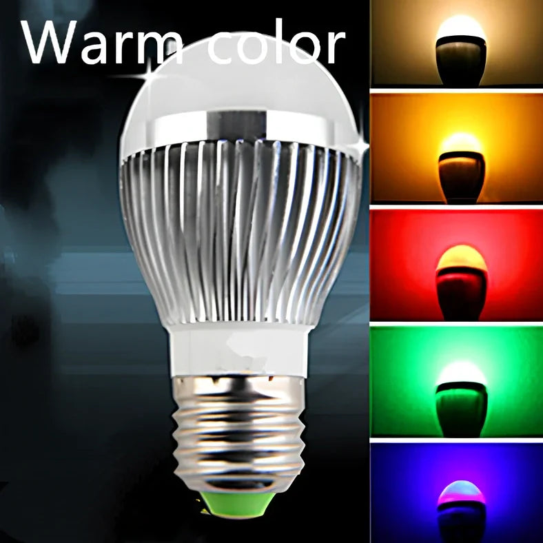LED light bulb with polycarbonate shade, 60mm diameter, available in blue green red warm or white colours
