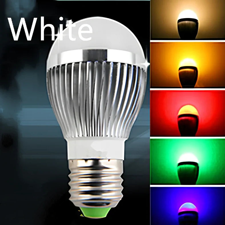 LED light bulb with polycarbonate shade, 60mm diameter, available in blue green red warm or white colours