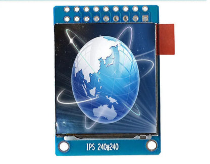 1.3 inch square IPS LCD display with 240x240 resolution showing colourful test pattern