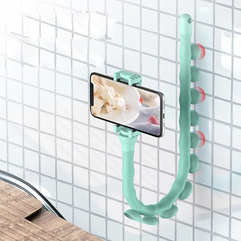 Lazy Bracket Flexible Phone Holder with 360° rotation in black, pink, and clear green