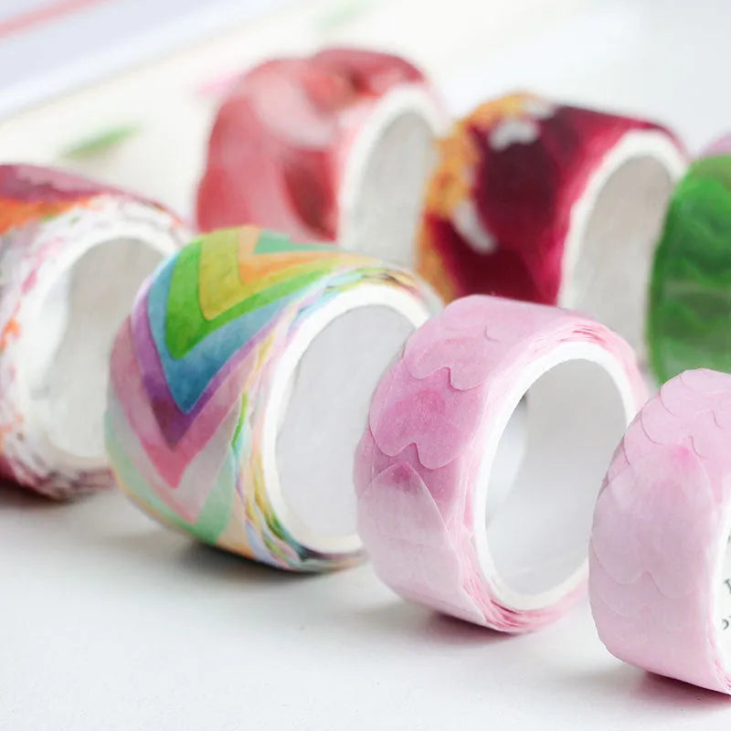 Clover and paper tape decorative craft tape, 2 metre length roll, 2cm wide and 5mm thick, for hand book stickers, journaling, and scrapbooking in blue, cherry blossom, mixed colour, or violet design.