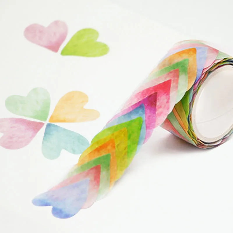 Roll of clover and paper decorative craft tape in blue, cherry blossom, mixed colour, and violet options.