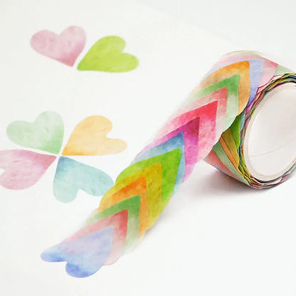 Roll of clover and paper decorative craft tape in blue, cherry blossom, mixed colour, and violet options.