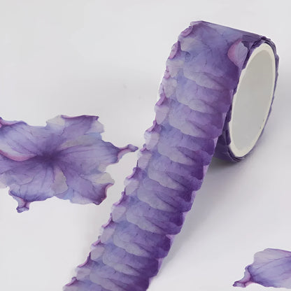Roll of clover and paper decorative craft tape in blue, cherry blossom, mixed colour, and violet options.