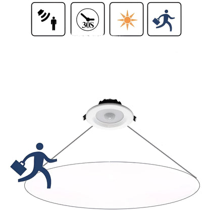 Infrared body sensing LED downlight with aluminium housing for automatic corridor and bathroom lighting