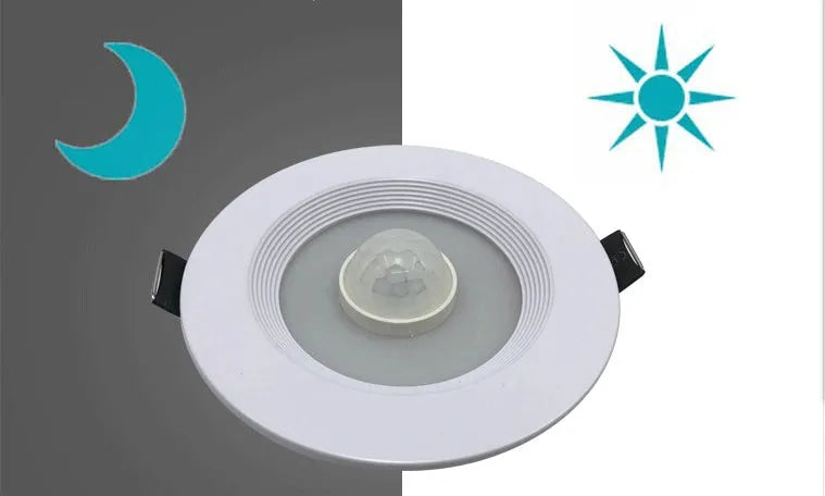Infrared body sensing LED downlight with aluminium housing for automatic corridor and bathroom lighting