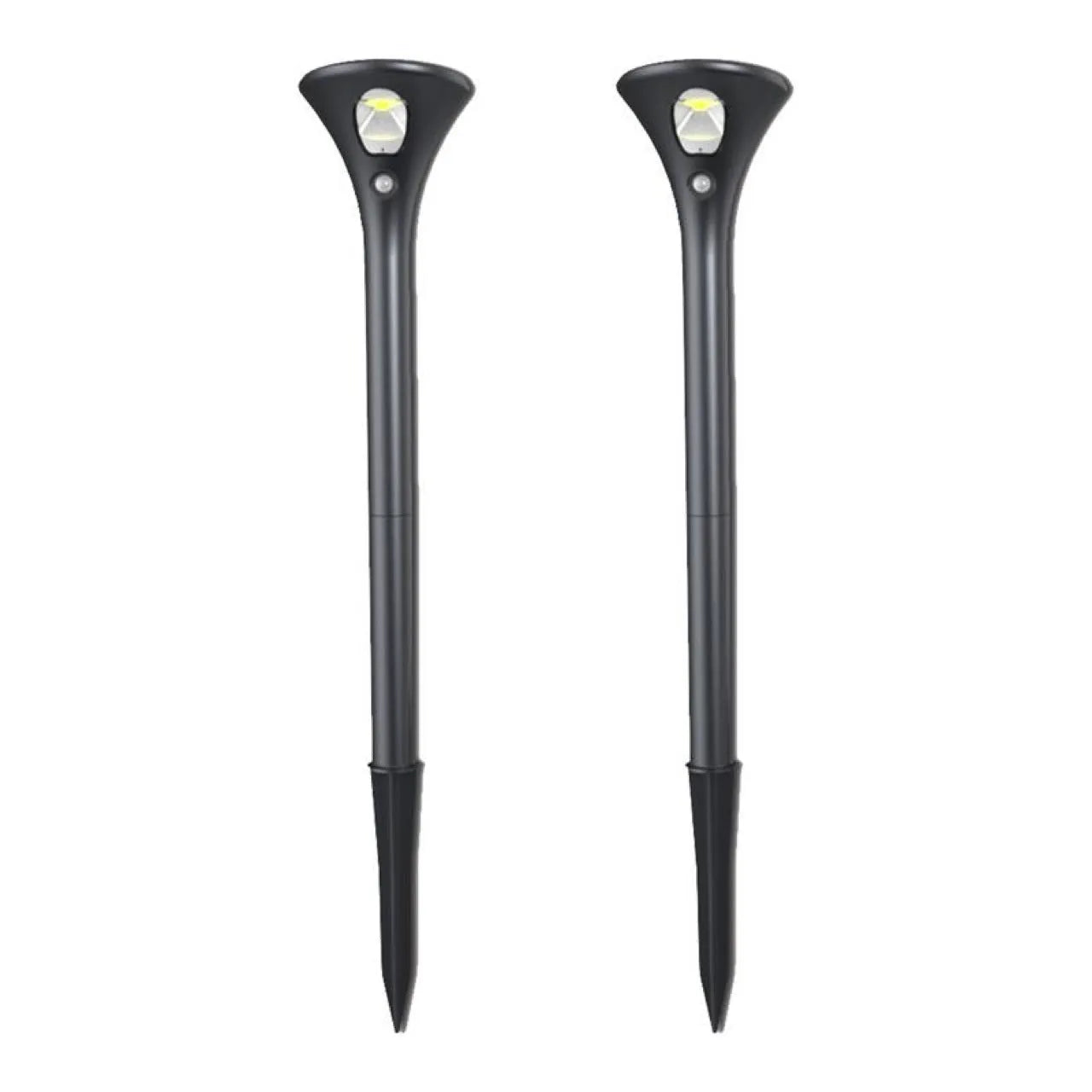 Solar-powered induction ground light with LED, pole, and connectors for outdoor garden pathway illumination.