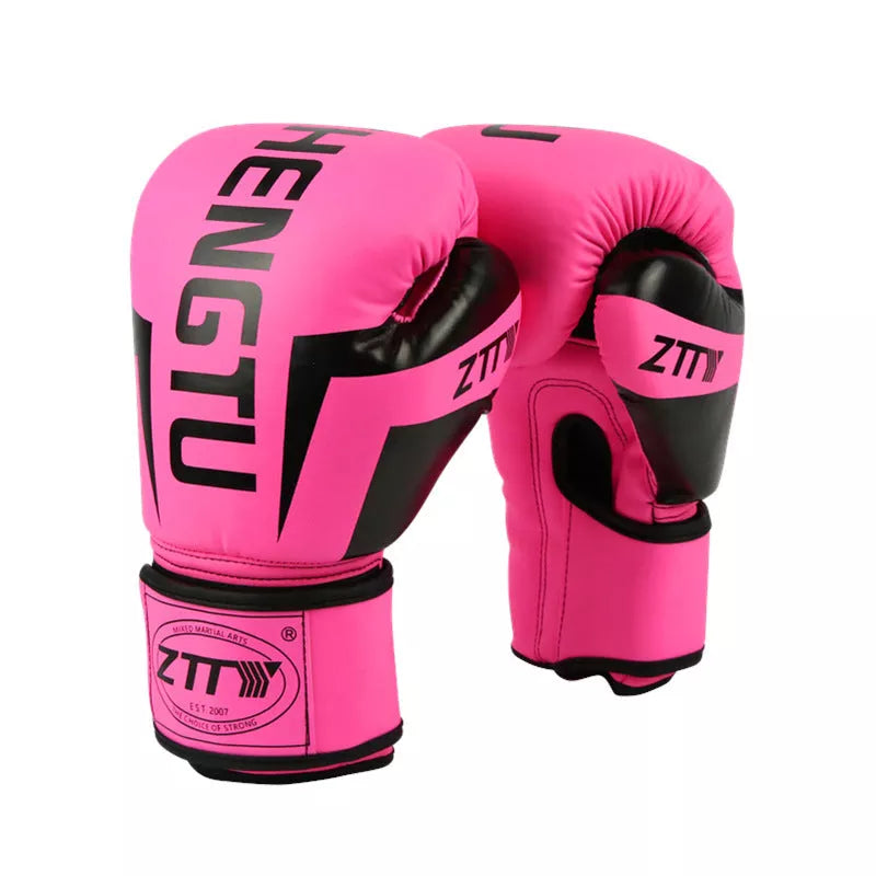 Taekwondo Sanda Gloves in black, white, dark night red, green, and pink colors, sizes 6oz to 14oz