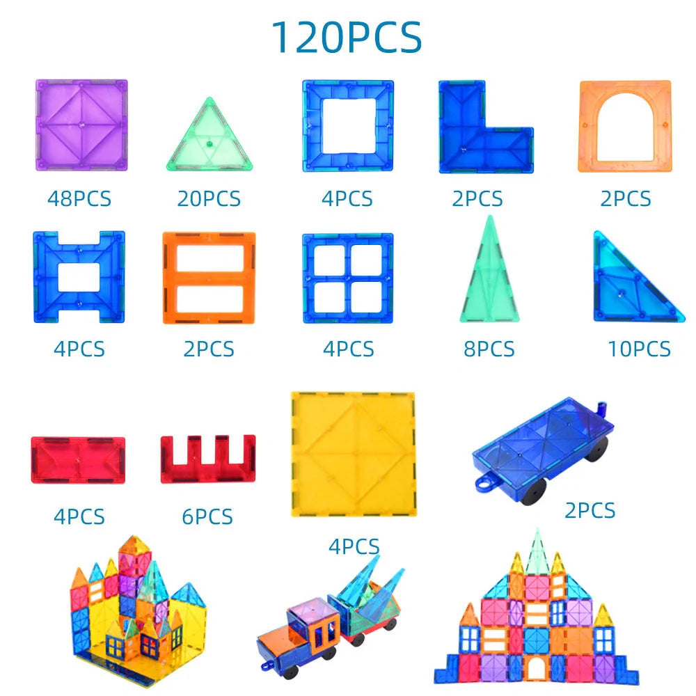Magnetic Tiles Building Blocks for creative construction play, safe for kids aged 3+