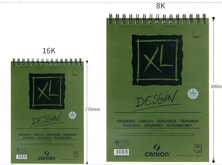 Green spiral-bound water-soluble colour lead sketchbook in 8K and 16K sizes.