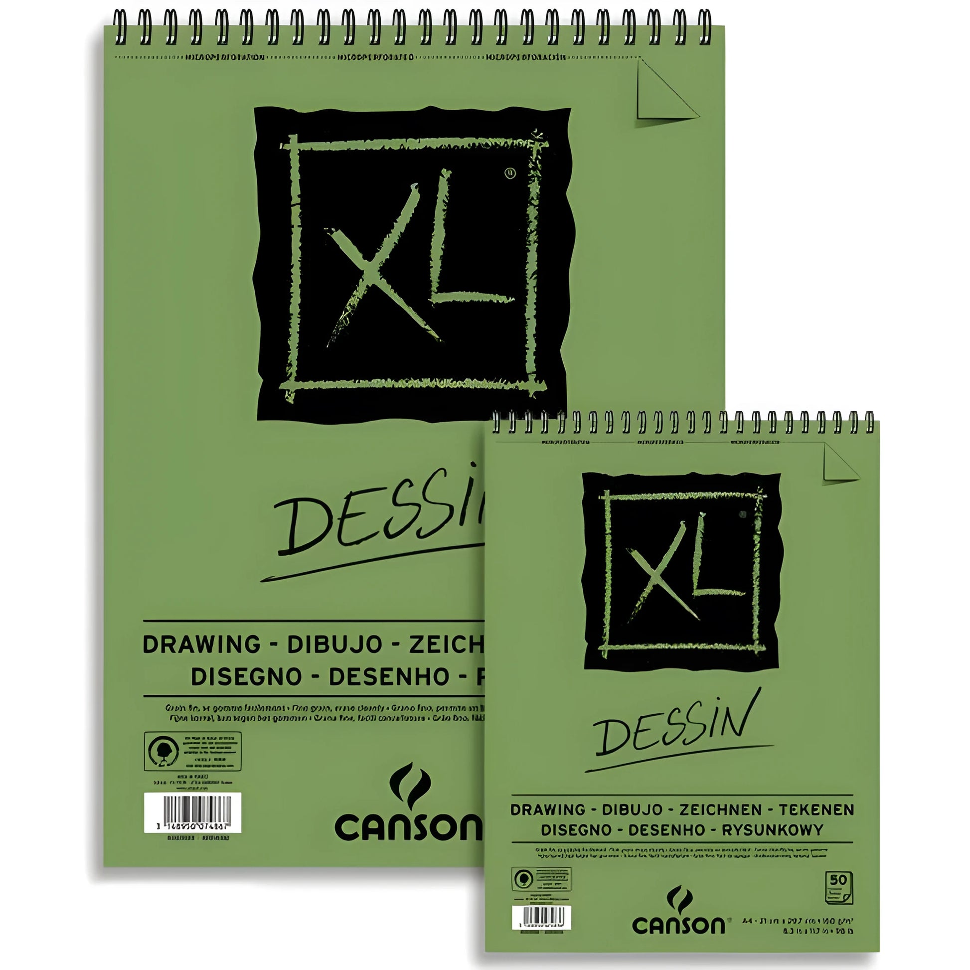 Green spiral-bound water-soluble colour lead sketchbook in 8K and 16K sizes.