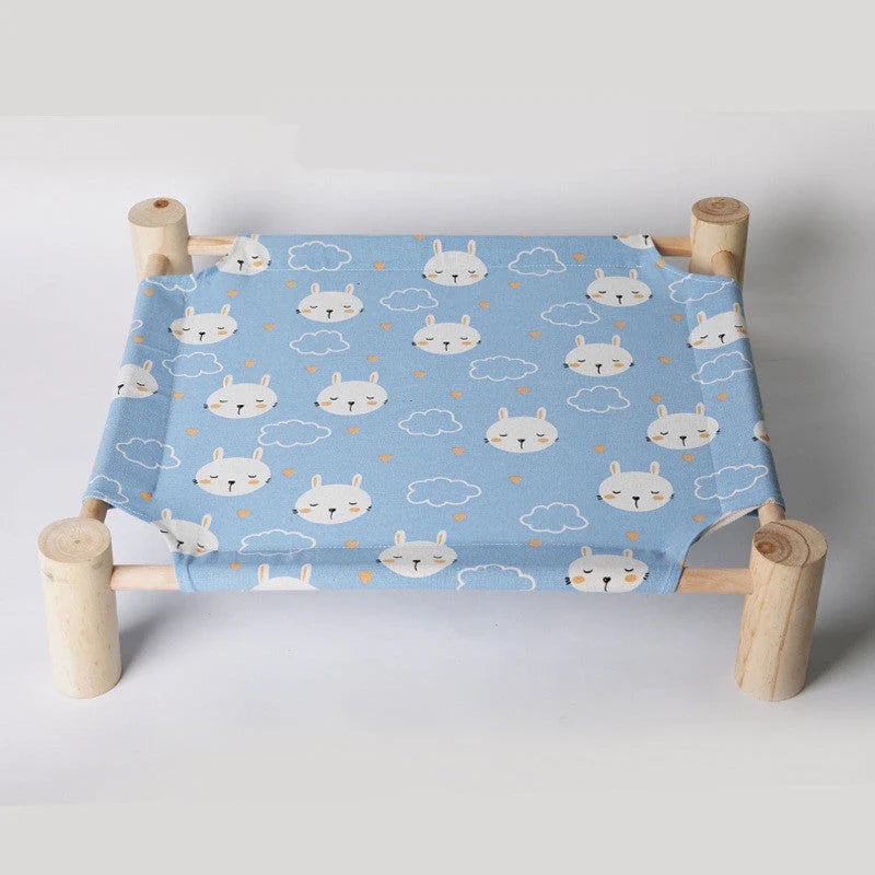 Cozy wooden pet bed with removable and washable covers, available in various stylish color options