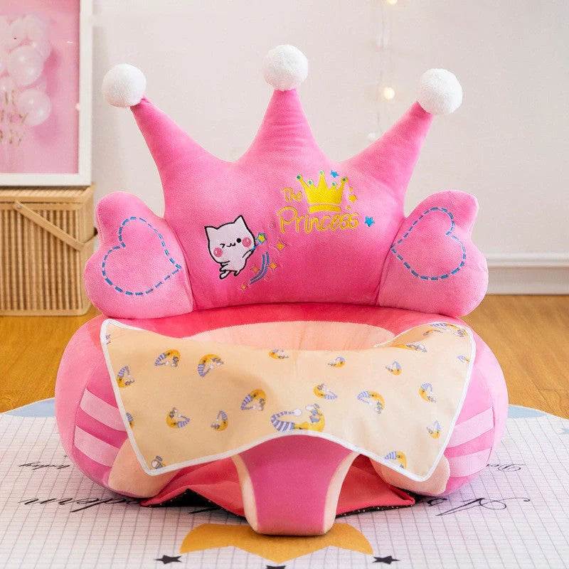 Washable baby sofa support seat cover with plush fabric and colorful toys for toddlers learning to sit