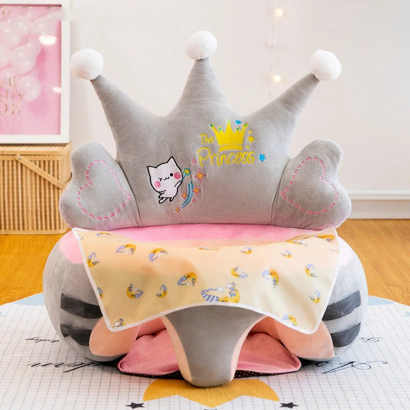 Washable baby sofa support seat cover with plush fabric and colorful toys for toddlers learning to sit