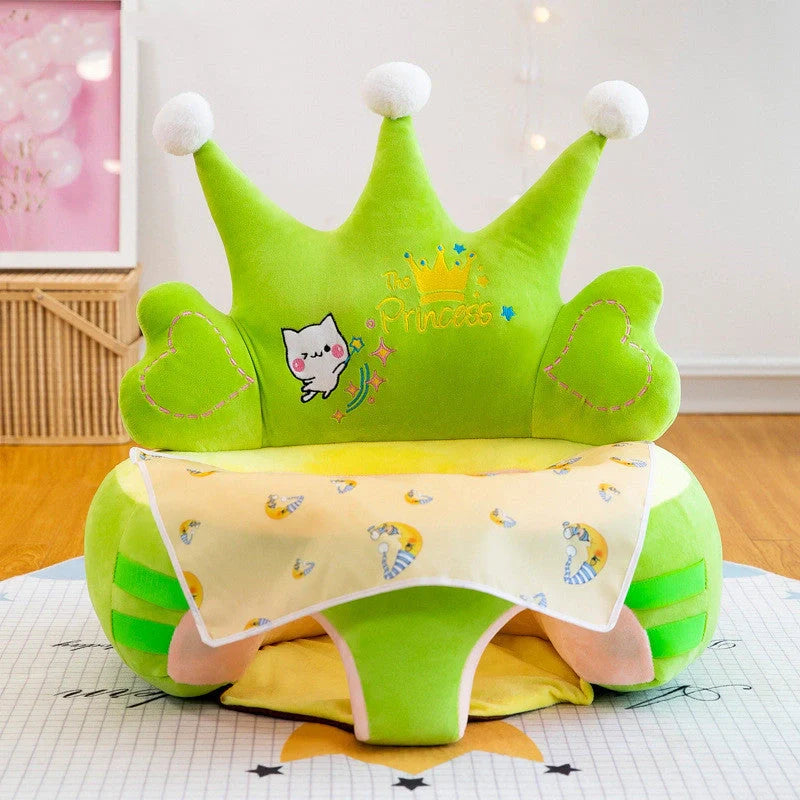 Washable baby sofa support seat cover with plush fabric and colorful toys for toddlers learning to sit