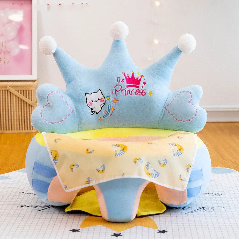 Washable baby sofa support seat cover with plush fabric and colorful toys for toddlers learning to sit