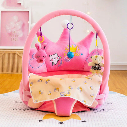 Washable baby sofa support seat cover with plush fabric and colorful toys for toddlers learning to sit