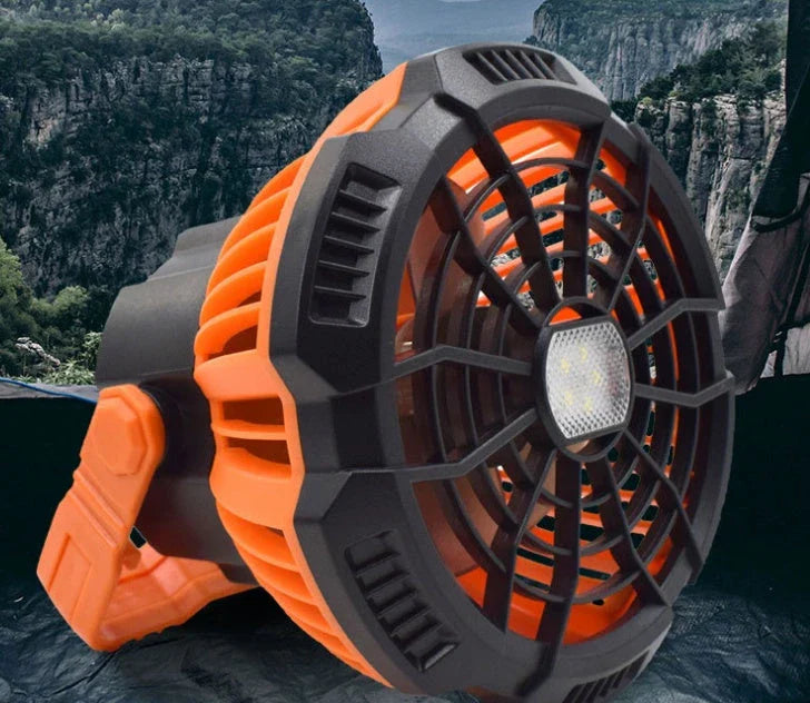 Multifunctional LED ceiling fan and lamp with remote control, suitable for home, garden, outdoor, and camping use