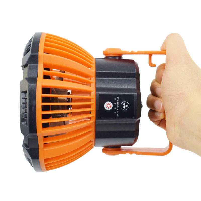 Multifunctional LED ceiling fan and lamp with remote control, suitable for home, garden, outdoor, and camping use