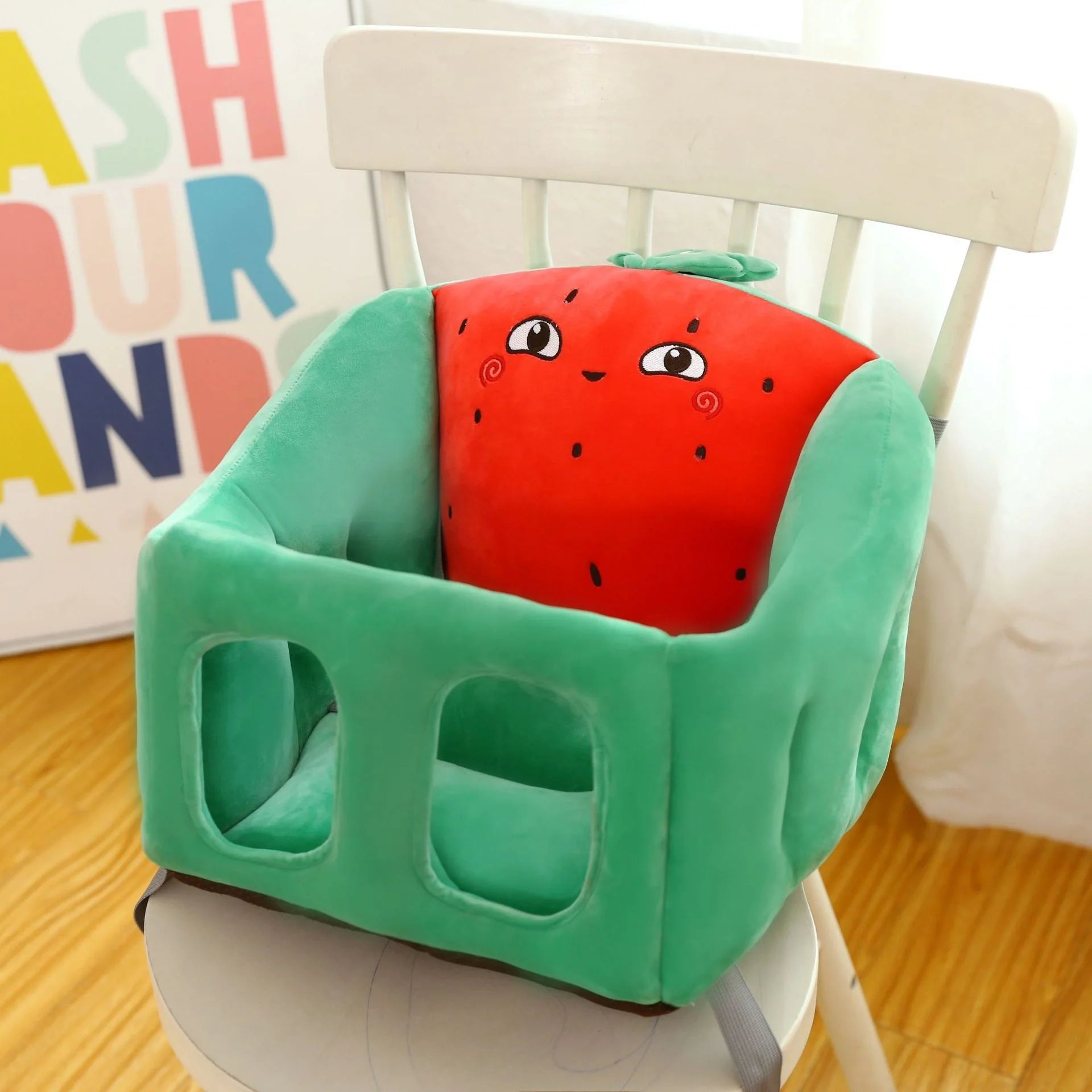 Cartoon portable baby dining chair with animal design, perfect for meal times and play