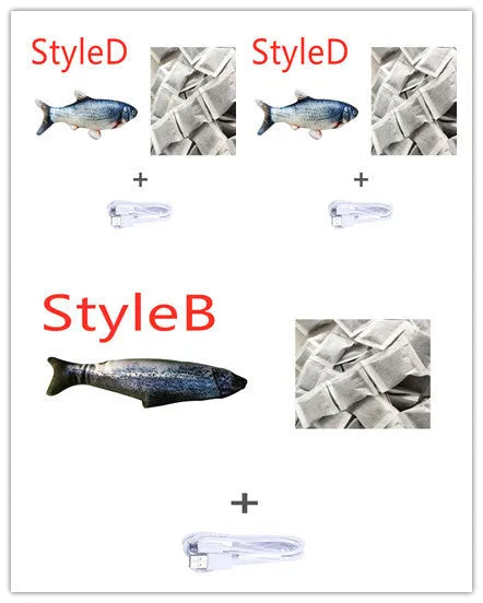 Electronic jumping fish cat toy 30cm length USB rechargeable multicolour PP material