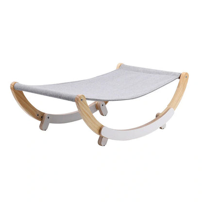 Solid wood cat rocking hammock with dual purpose design for small pets